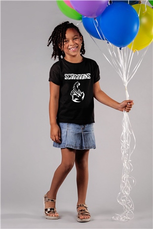 Scorpions Baskılı Siyah Unisex Çocuk Tişört