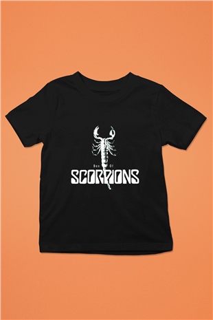 Scorpions Baskılı Siyah Unisex Çocuk Tişört