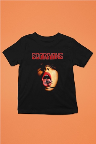 Scorpions Baskılı Siyah Unisex Çocuk Tişört