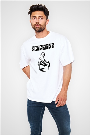Scorpions Beyaz Unisex Oversize Tişört T-Shirt