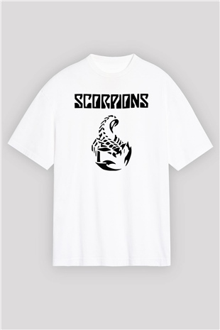 Scorpions Beyaz Unisex Oversize Tişört T-Shirt