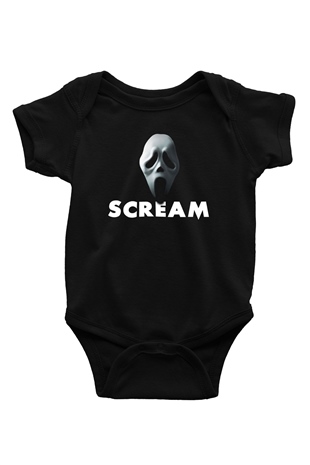 Scream Baskılı Siyah Bebek Body - Zıbın