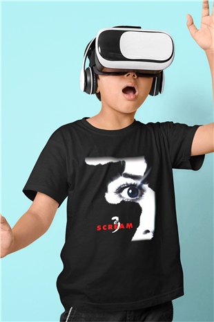 Scream Baskılı Siyah Unisex Çocuk Tişört
