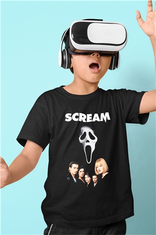 Scream Baskılı Siyah Unisex Çocuk Tişört