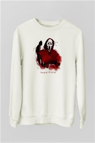 Scream Baskılı Unisex Beyaz  Sweatshirt