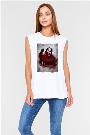Scream Beyaz Unisex Kolsuz Tişört