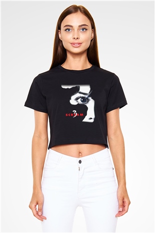 Scream Siyah Crop Top Tişört