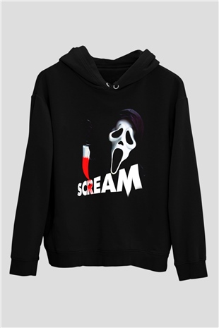 Scream Siyah Unisex Kapşonlu Sweatshirt