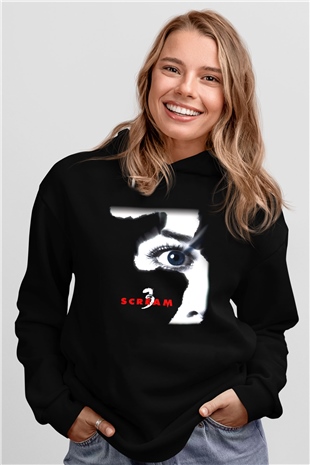 Scream Siyah Unisex Kapşonlu Sweatshirt