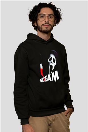 Scream Siyah Unisex Kapşonlu Sweatshirt