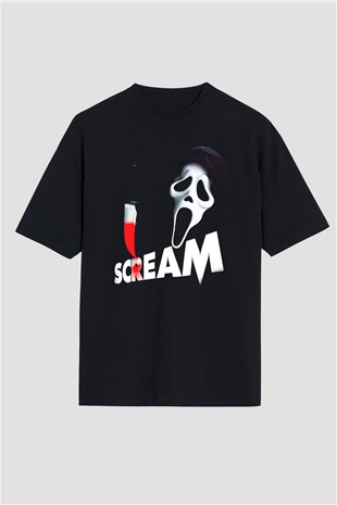 Scream Siyah Unisex Oversize Tişört T-Shirt