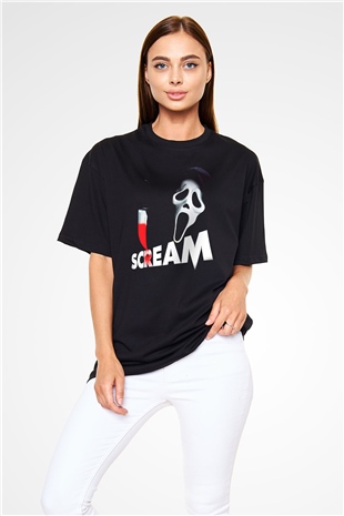 Scream Siyah Unisex Oversize Tişört T-Shirt