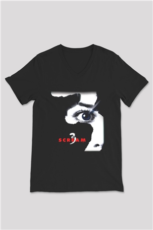 Scream Siyah Unisex V Yaka Tişört T-Shirt