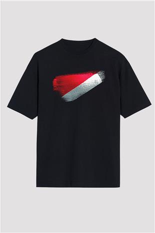 Sealand Prensliği - Principality Sealand Bayrağı Baskılı Unisex Siyah Oversize Tişört