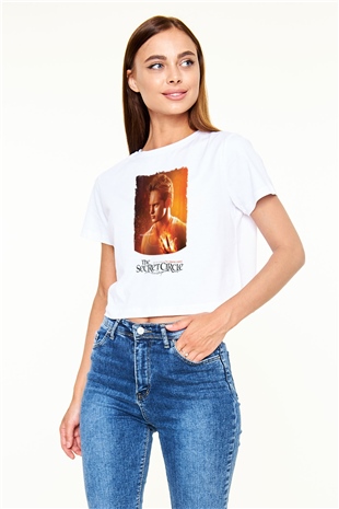 Secret Circle Beyaz  Crop Top Tişört