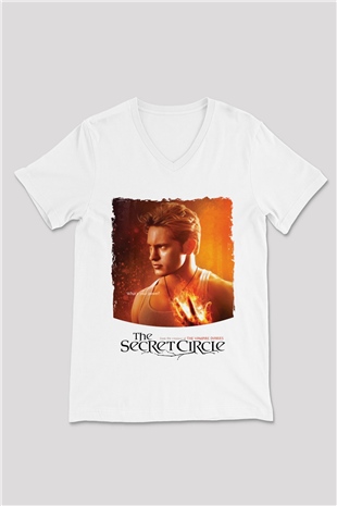 Secret Circle Beyaz Unisex V Yaka Tişört