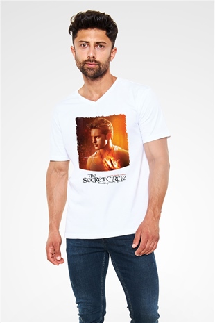 Secret Circle Beyaz Unisex V Yaka Tişört