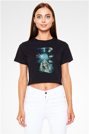 Secret Circle Siyah  Crop Top Tişört