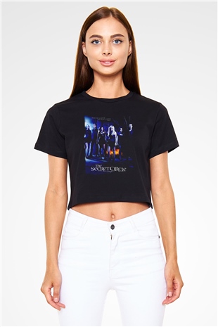 Secret Circle Siyah  Crop Top Tişört