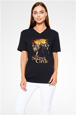 Secret Circle Siyah Unisex V Yaka Tişört