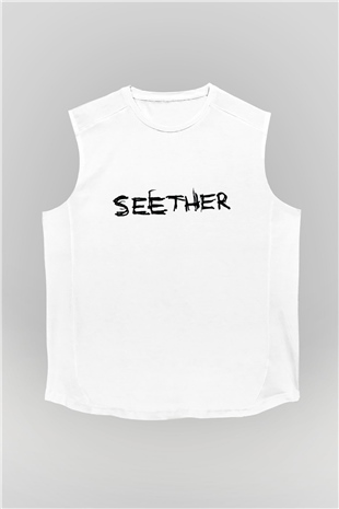 Seether Beyaz Unisex Kolsuz Tişört