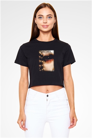 Seether Siyah Crop Top Tişört