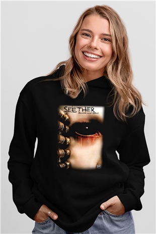 Seether Siyah Unisex Kapşonlu Sweatshirt