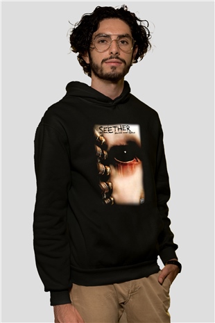 Seether Siyah Unisex Kapşonlu Sweatshirt
