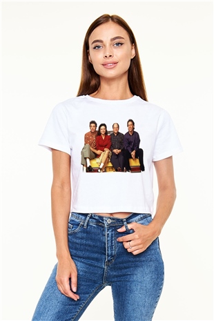 Seinfeld Beyaz Croptop Tişört