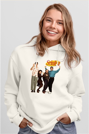 Seinfeld Beyaz Unisex Kapşonlu Sweatshirt