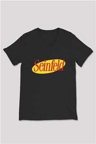 Seinfeld Siyah Unisex V Yaka Tişört T-Shirt