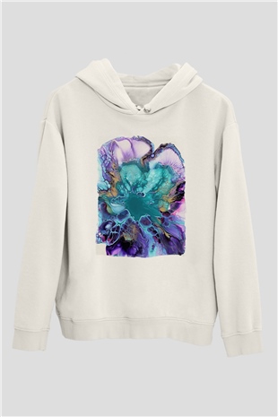 Şekil Beyaz Unisex Hoodie