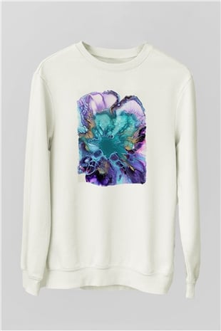 Şekil Beyaz Unisex Sweatshirt