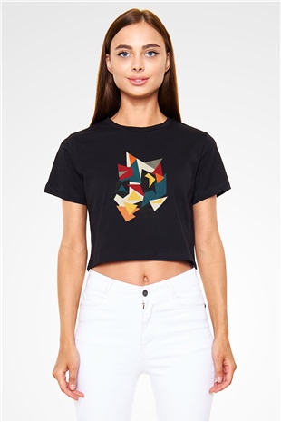 Şekil Siyah Crop Top Tişört