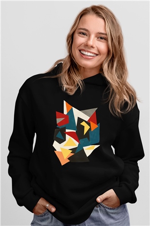 Şekil Siyah Unisex Hoodie