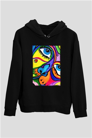 Şekil Siyah Unisex Hoodie