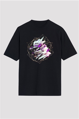 Şekil Siyah Unisex Oversize Tişört T-Shirt