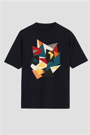 Şekil Siyah Unisex Oversize Tişört T-Shirt
