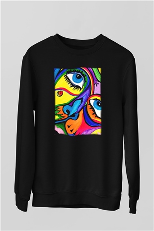 Şekil Siyah Unisex Sweatshirt