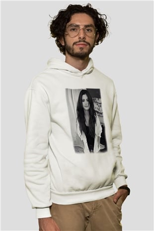 Selena Gomez Beyaz Unisex Kapşonlu Sweatshirt