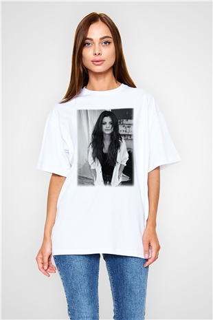 Selena Gomez Beyaz Unisex Oversize Tişört T-Shirt