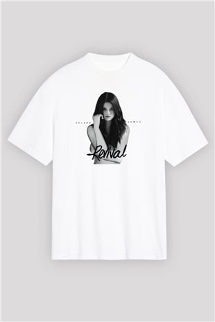Selena Gomez Beyaz Unisex Oversize Tişört T-Shirt