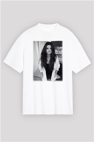 Selena Gomez Beyaz Unisex Oversize Tişört T-Shirt
