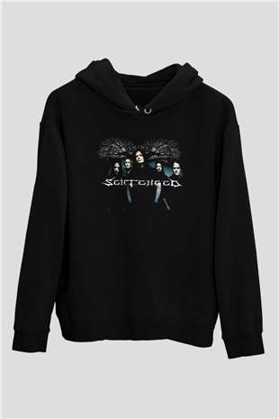 Sentenced Baskılı Unisex Siyah Kapüşonlu Sweatshirt