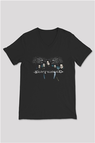 Sentenced Baskılı Unisex Siyah V Yaka Tişört - Tshirt