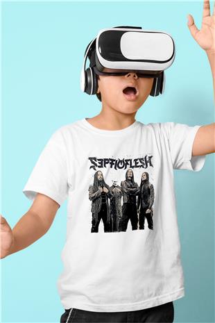 Septicflesh Baskılı Beyaz Unisex Beyaz Çocuk Tişört - Tshirt