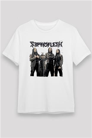 Septicflesh Baskılı Unisex Beyaz Tişört - Tshirt