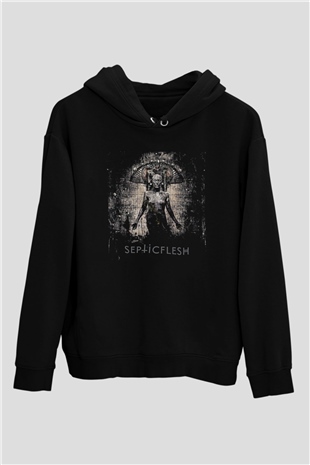 Septicflesh Baskılı Unisex Siyah Kapüşonlu Sweatshirt