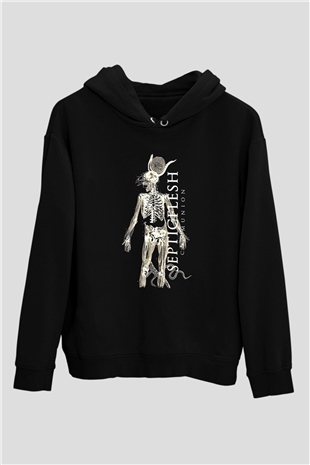 Septicflesh Baskılı Unisex Siyah Kapüşonlu Sweatshirt
