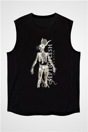 Septicflesh Baskılı Unisex Siyah Kolsuz Tişört - Tshirt